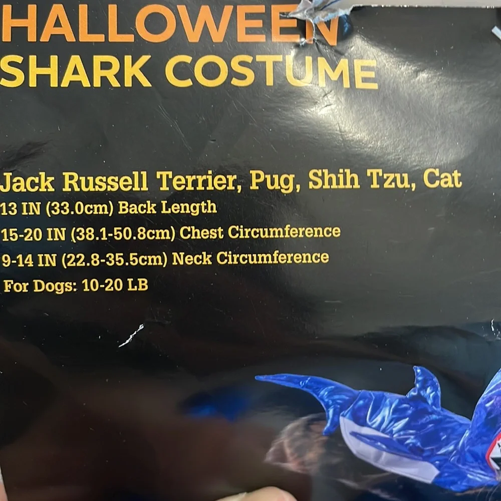 Killer SHARK Halloween Dog Cat Pet Costume - Size S Small Vibrant Life NEW